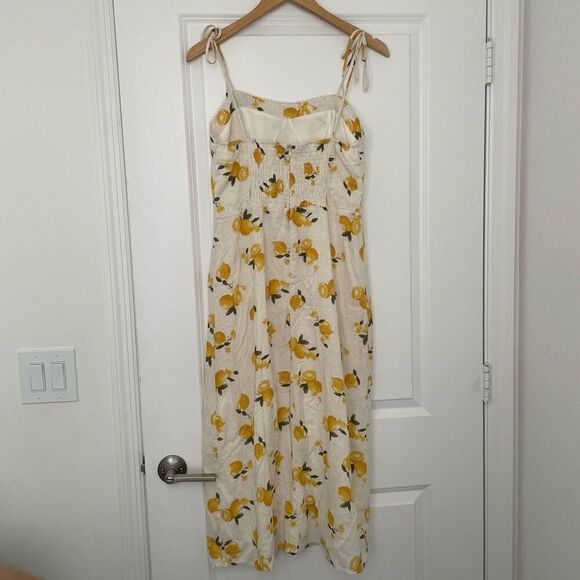 Kirious Los Angeles LEMON PRINT SWEETHEART SELF-TIE CAMI DRESS Size M - Picture 3 of 4
